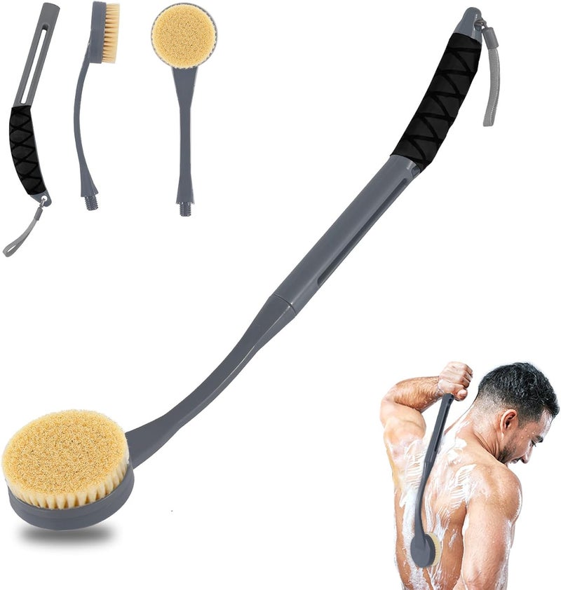 Gobiteli Back Scrubber for Shower,20.5" Long Handle Shower Brush for Body for Deep Clean,Back Brush for Shower for Men Women(Grey) - Image 1